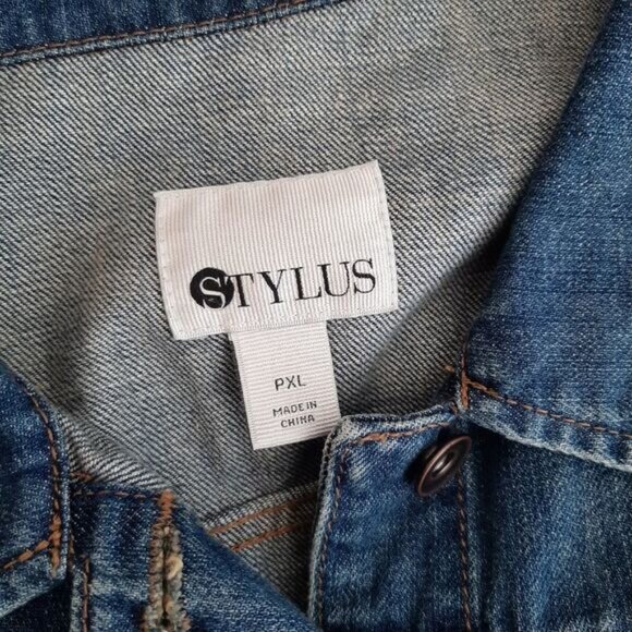 STYLUS 100% Cotton Classic Jean Jacket Medium Blue Sz XL P - Picture 8 of 9